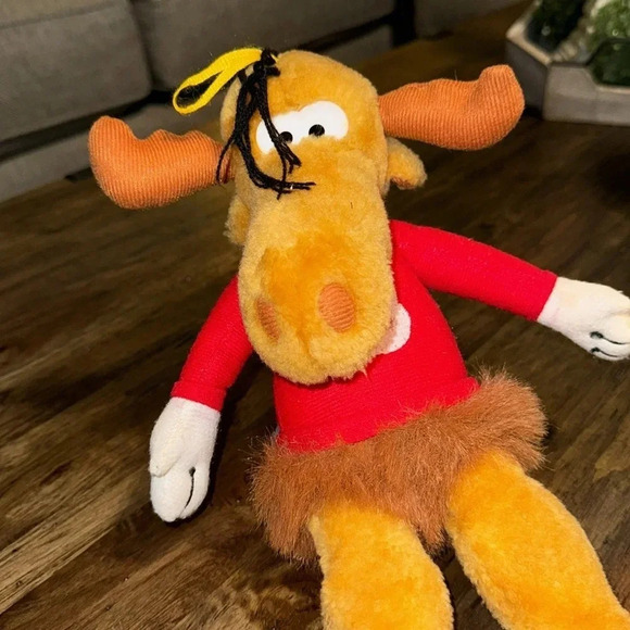 Bullwinkle Stuffed Animal Plush Toy Vintage 1991 by Nanco Brown/Red - Picture 5 of 9